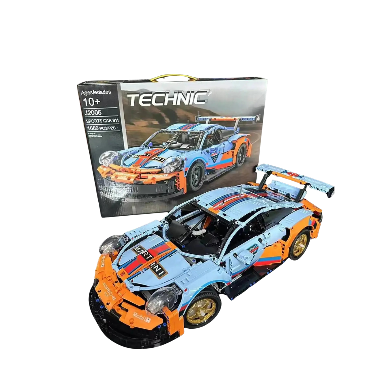 911 RSR Blau-Orange Modellbausatz (1580 Teile)