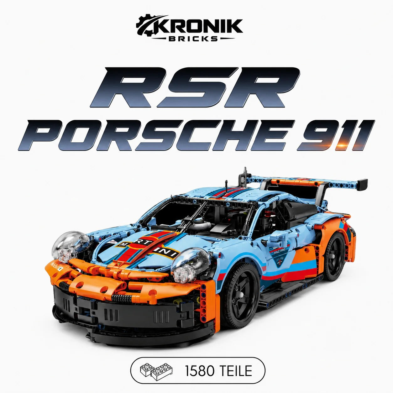 911 RSR Blau-Orange Modellbausatz (1580 Teile)